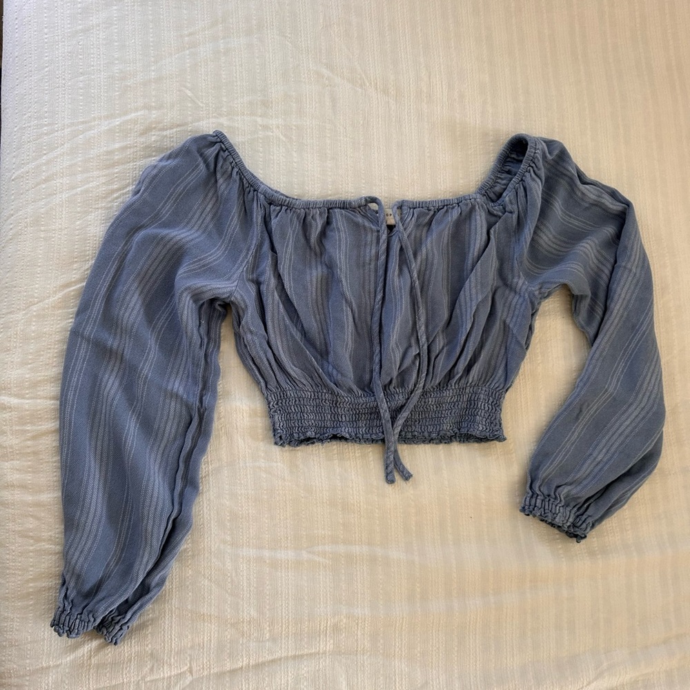 Aéropostale • Long Sleeve Striped Off-The-Shoulder Crop Top • Small